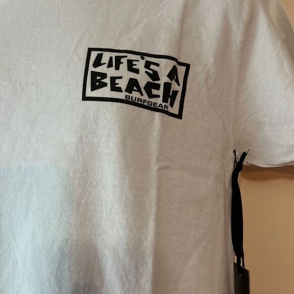 Life’s a Beach White Shit Happens T-shirt Sz S - Picture 2 of 5